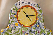 Orologio da tavolo in ceramica dipinto a mano